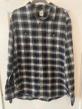 GAP Men's Soft Cotton Plaid Button-Down Shirt XL